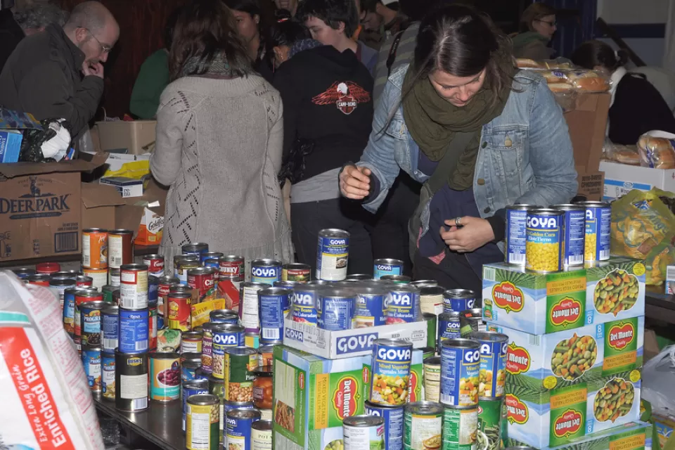 Volunteers prepared food and water supplies